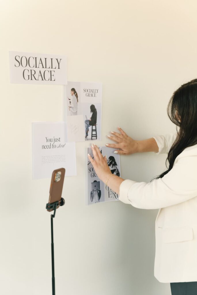 Visual brand strategy inspiration board during Fargo brand photography session