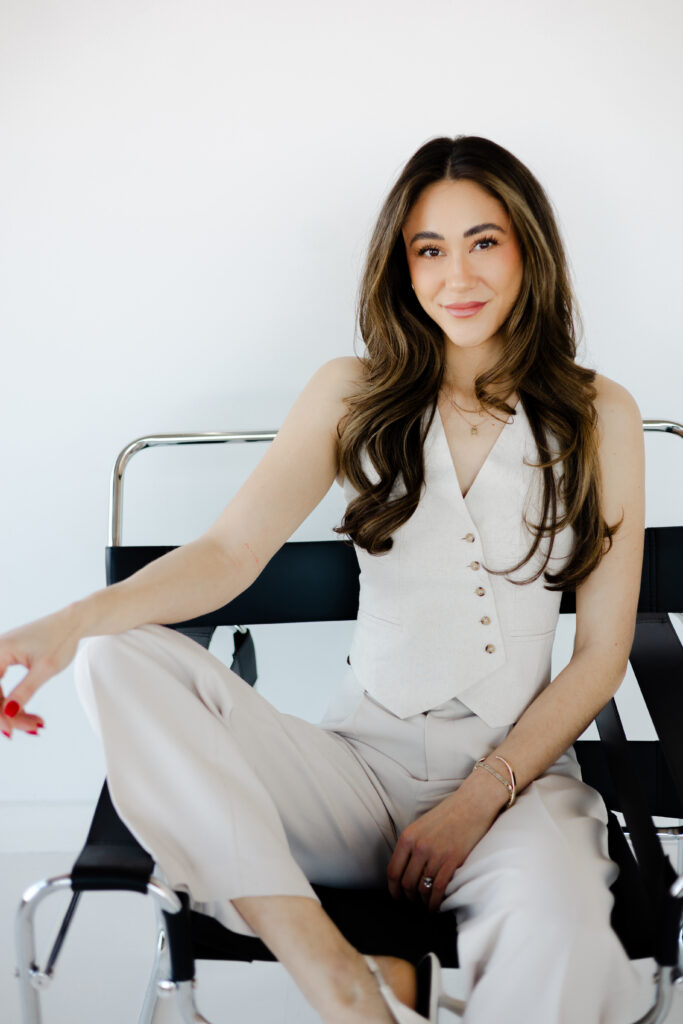 Creative entrepreneur during a brand photography session in a downtown Fargo studio